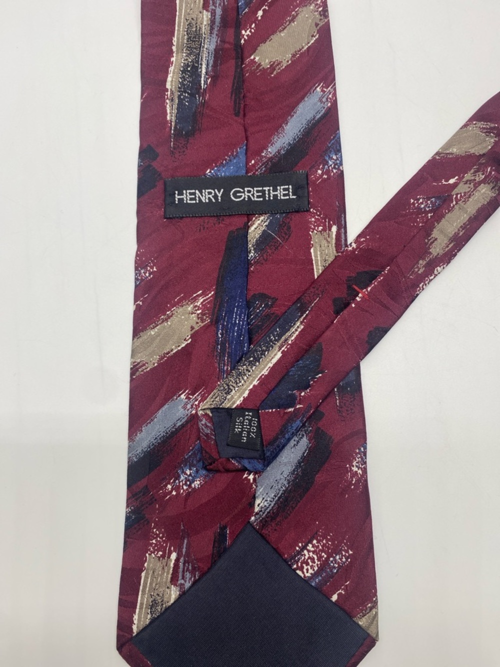 Henry Gretthel Vintage Men’s Burgundy Brushstroke Silk Tie # 0023